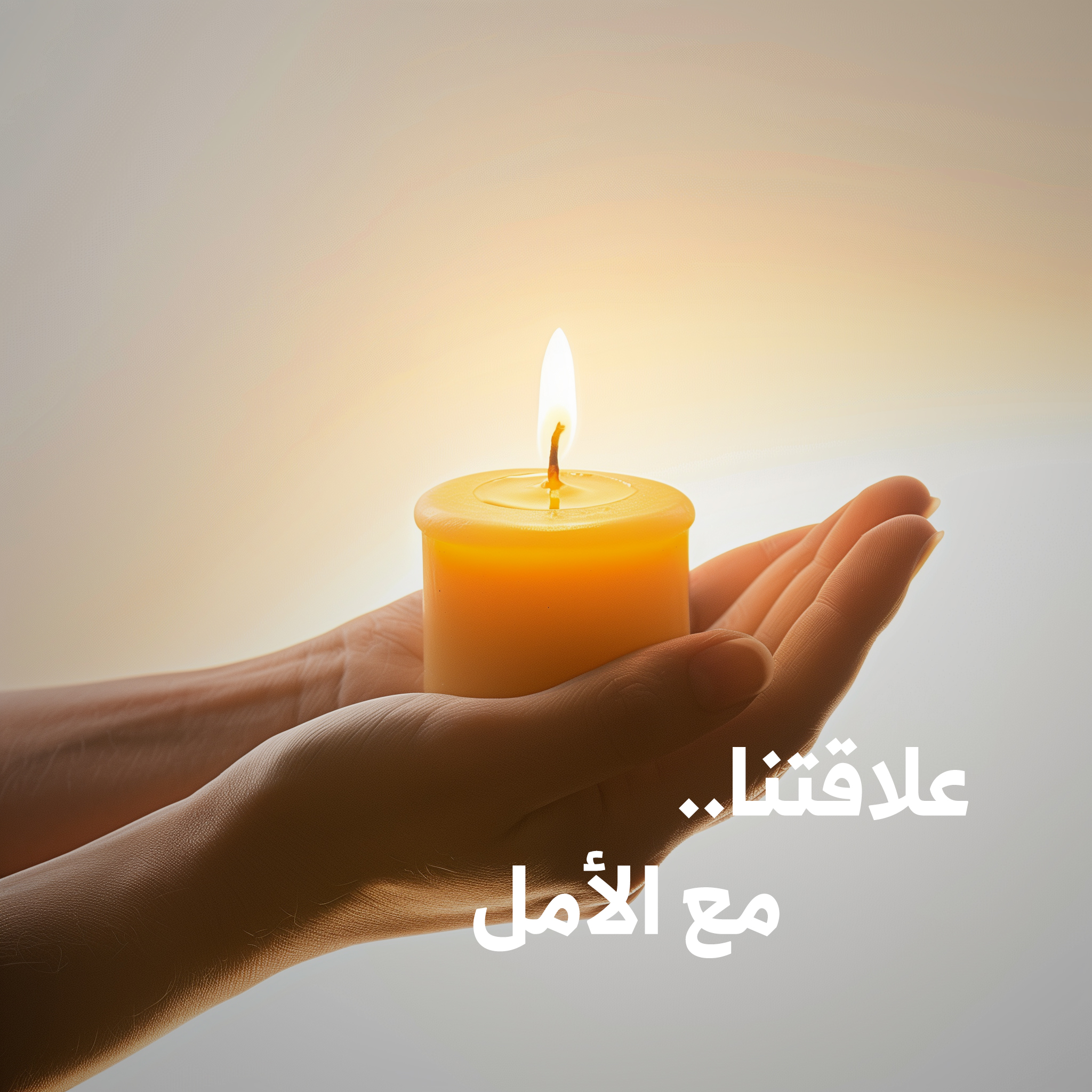 Hope as a lit candle introduced by extended hands, resembling our relationship with hope